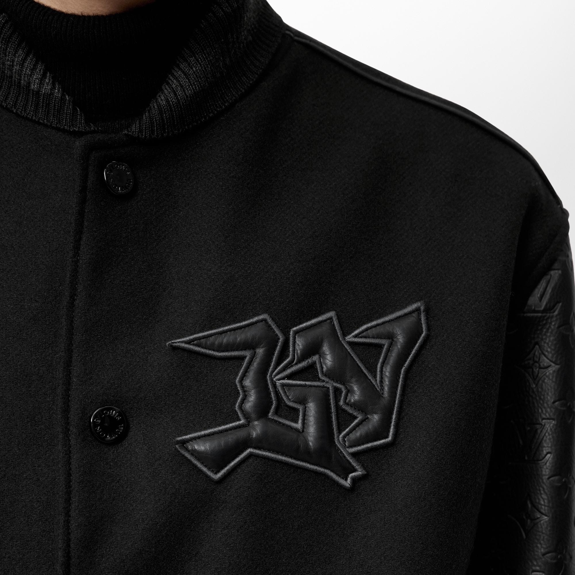 Monogram Embossed Leather And Wool Blouson Luxury Black LOUIS VUITTON